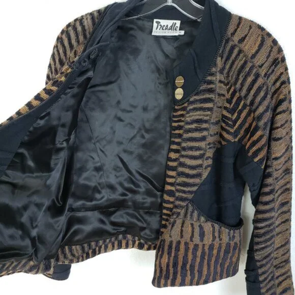 Vintage Treadle Design Room Tapestry Blazer Jacket Mixed Media Wool Blend size M - Picture 10 of 15